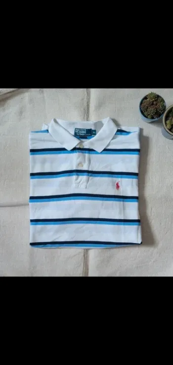 Polo ralph lauren vintage rétro bleu blanc taille xl