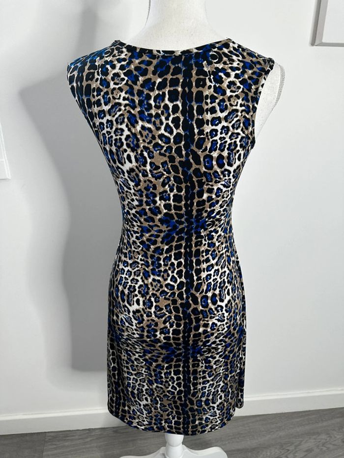 Robe drapée léopard beige et bleu roi No Excuse T38/40 M/L - photo numéro 6
