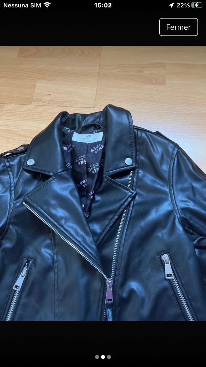 Veste en similicuir noir enfant - photo numéro 2