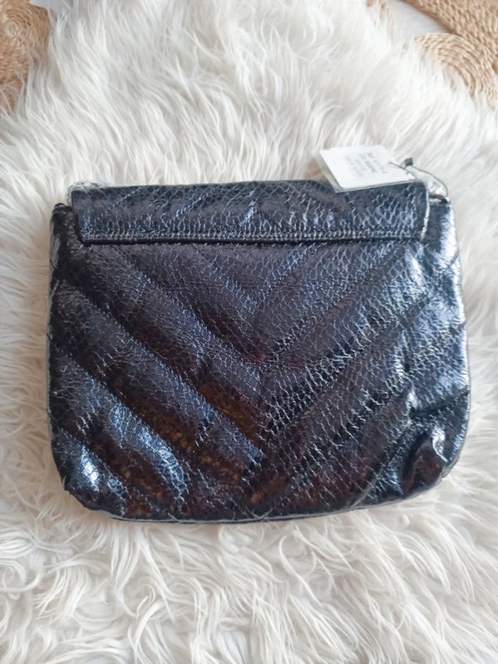 Sac moyen à bandoulière violet foncé/marine satiné Easyclothes Neuf avec étiquette - photo numéro 2