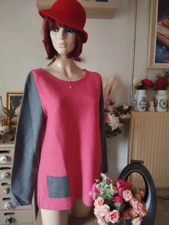 🌿Pull Fin Bicolore en Maille 50% Laine Mérinos Forcier T36/38🌿