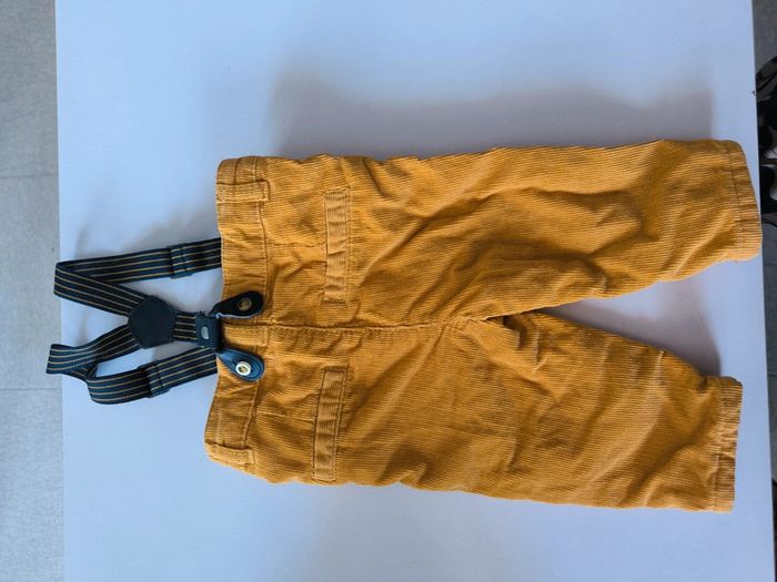 Pantalon avec bretelles hivers 3 mois moutarde - photo numéro 2