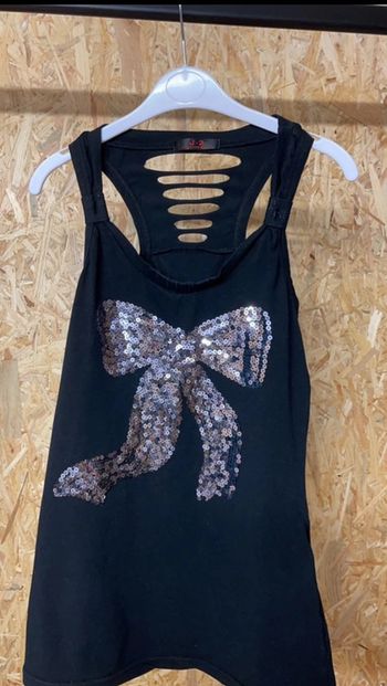 Top noeud sequins taille S noir