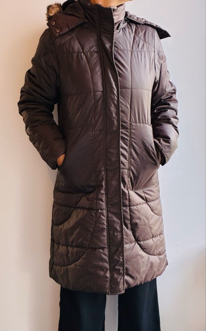 Doudoune longue hiver femme avec capuche fausse fourrure - photo numéro 2