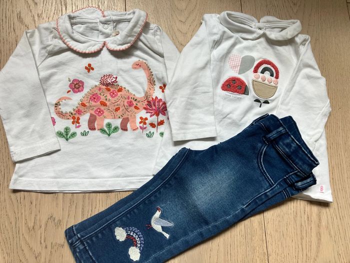 Ensemble 2 tee-shirts manches longues et un jean 6mois