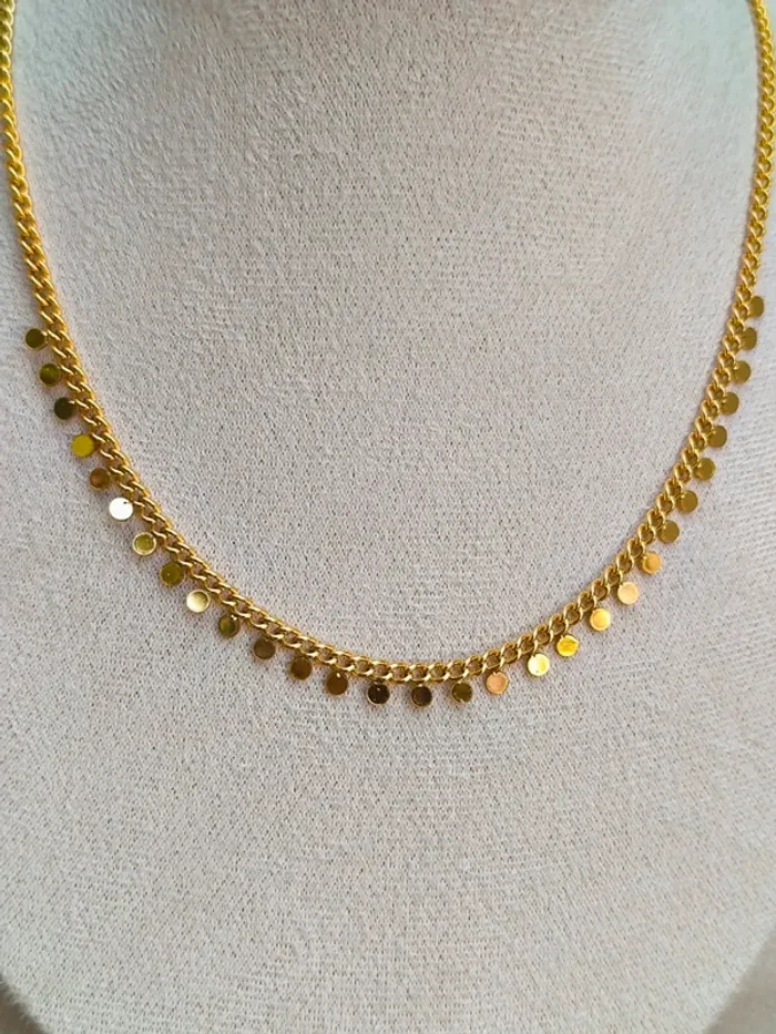 Collier doré avec franges pampilles rondes - photo numéro 7