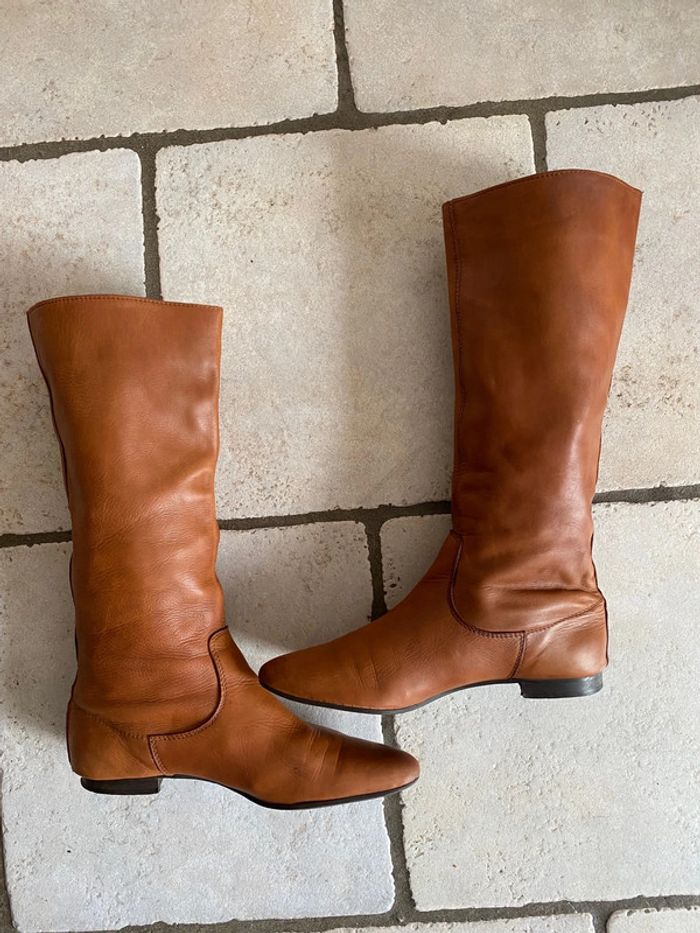 Bottes plates marron en cuir 38 - photo numéro 6