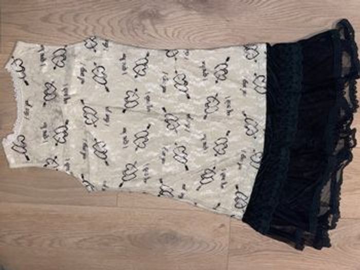 Robe Molly Bracken Noire et écru avec dentelle I love you Taille Xs / 34 Très bon état - photo numéro 5