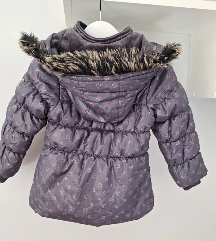 Manteau hiver taille 24 Mois gris à pois violet - photo numéro 2