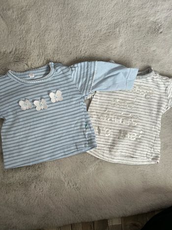 Lot de 2 t-shirt à longues manches bébé fille 1 mois