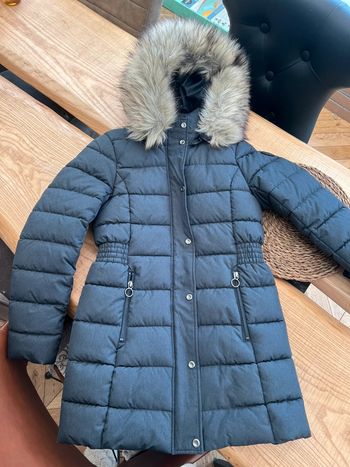 Manteau parka 14 ans doudoune longue chaud hiver capuche fourrure XS 34 only femme gris neuf