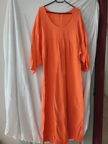 Robe longue gaz de coton orange