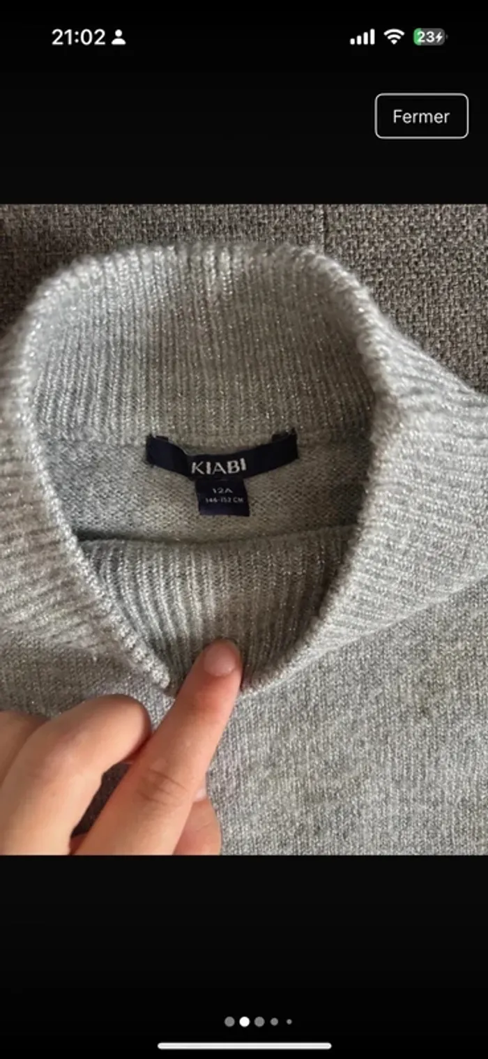 Pull gris pailleté, Kiabi, 12 ans - photo numéro 2