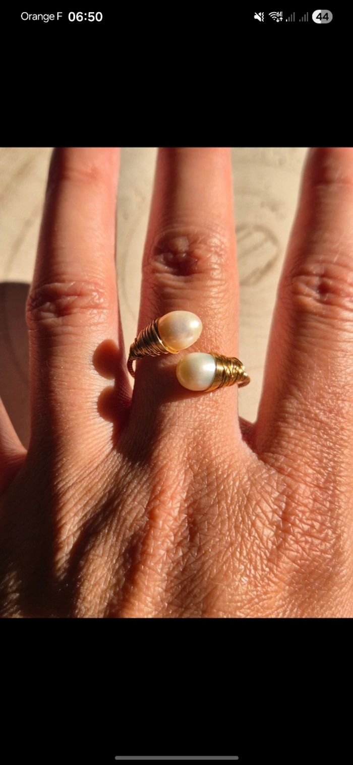 Bague perle de culture doré | Idée cadeau - photo numéro 5