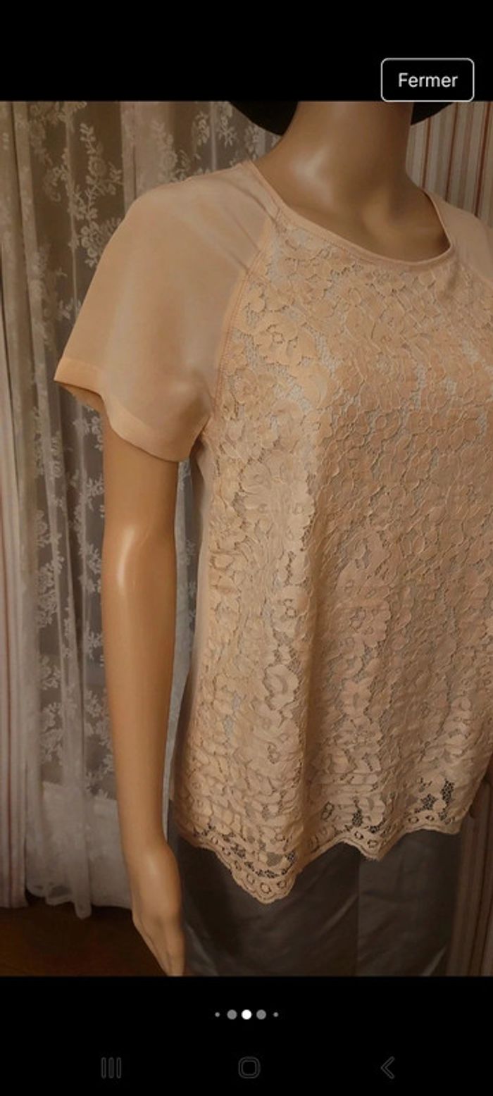 Jolie Blouse  100% soie rose pâle Gigue t 36 - photo numéro 5