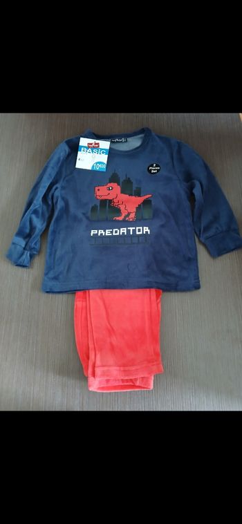 Ensemble pyjamas garçon Dinosaure en velours 4 ans