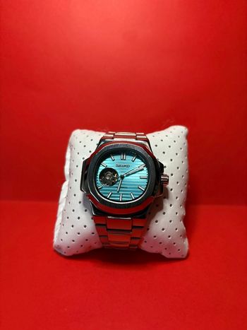 Montre automatique style patek cadran seiko bleu azur