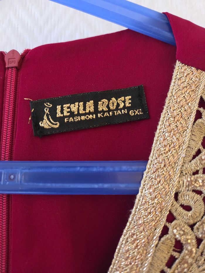 Ensemble caftan robe et kimono bordeau et doree - photo numéro 3