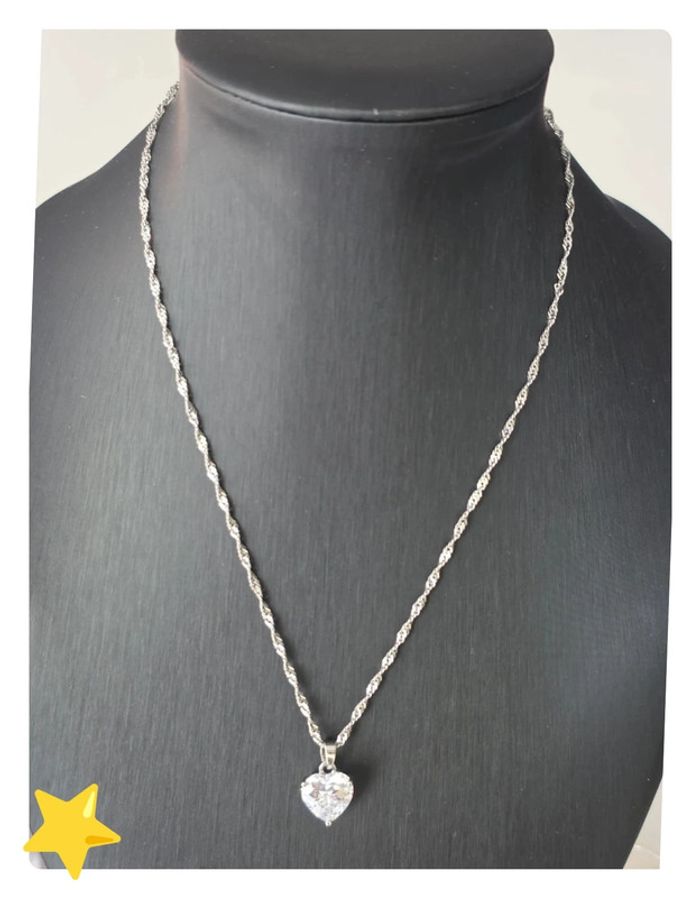 Collier acier inoxydable chirurgical 316L pendentif cœur 316L argenté - photo numéro 2