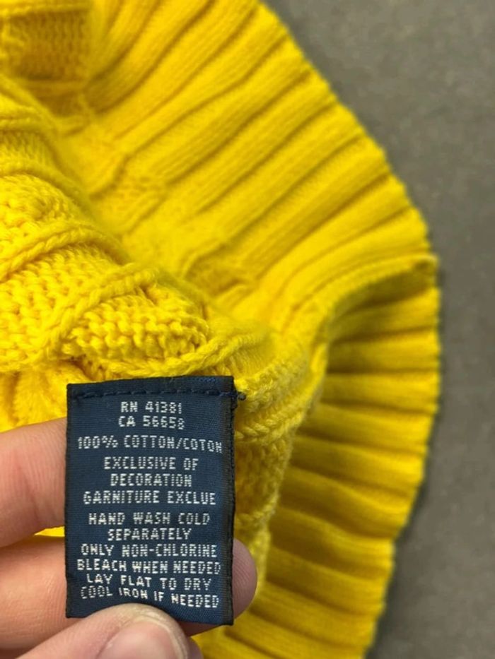 Pull d’hiver torsadé en maille Ralph Lauren jaune col rond taille L - photo numéro 9