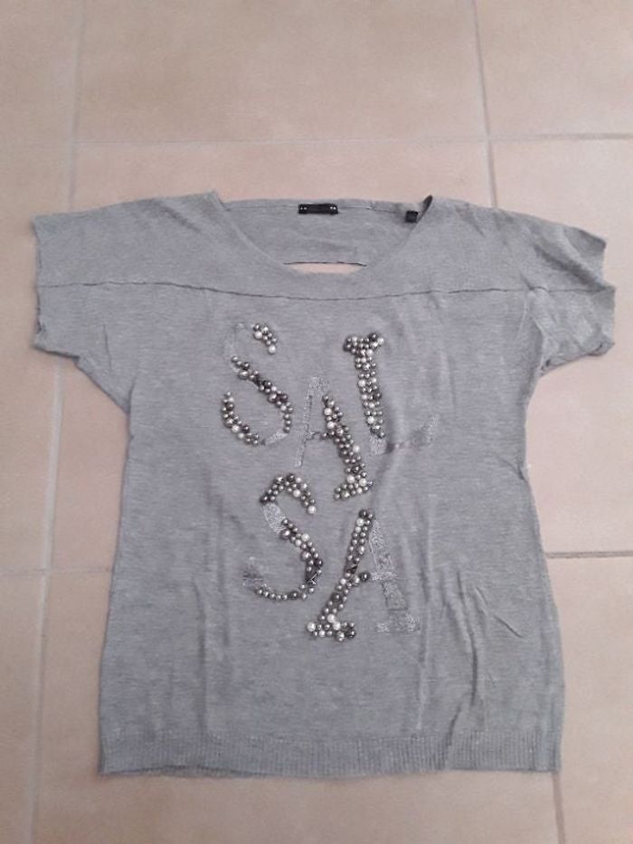 Pull gris MC femme XS SALSA TBE