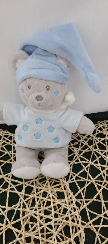 Doudou ours gris bleu étoiles NICOTOY