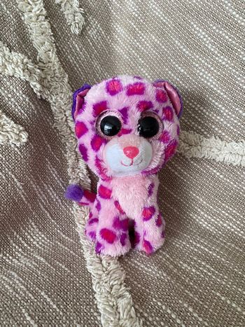 Peluche doudou 17cm  TY guépard jaguar rose violet très bon état