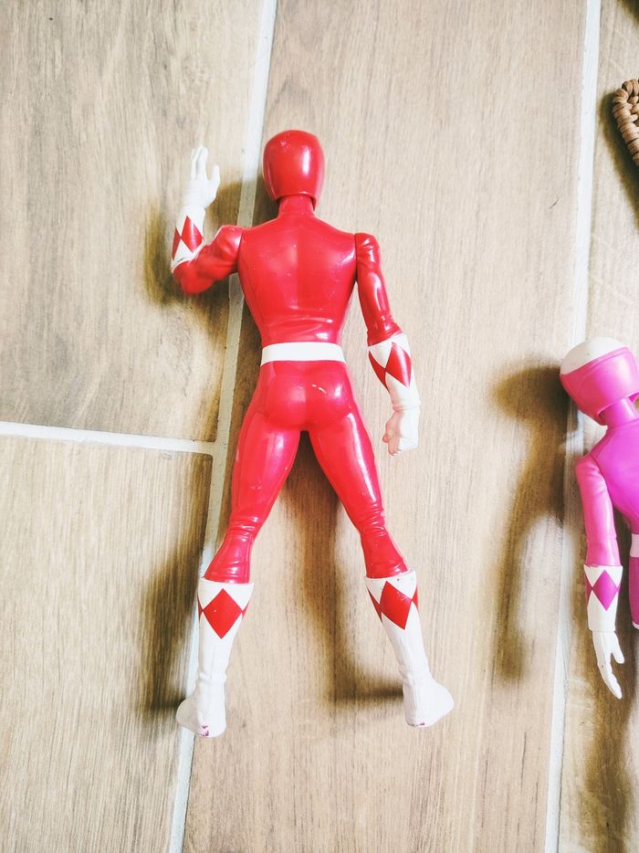 🙅 Power rangers mighty morphin lot figurines du ranger rouge et rose Hasbro - photo numéro 5