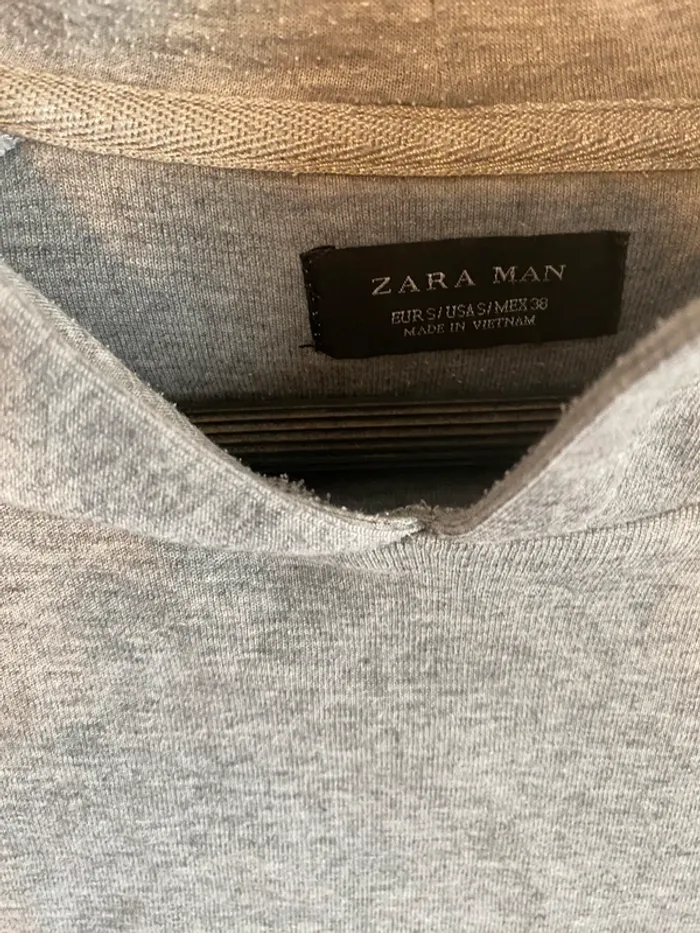 Sweat à capuche Zara à gris homme taille s 36 - photo numéro 3