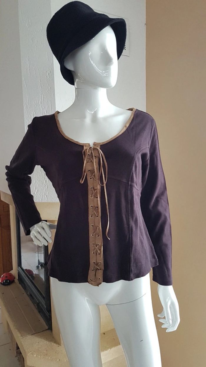 Top à manches longues marron Together