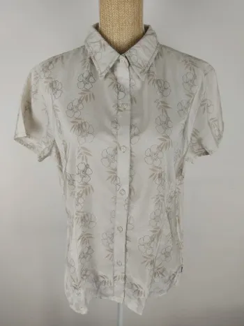 Chemise manches courtes crème motifs fleurs tropicales beige blanc taupe taille XL The North Face