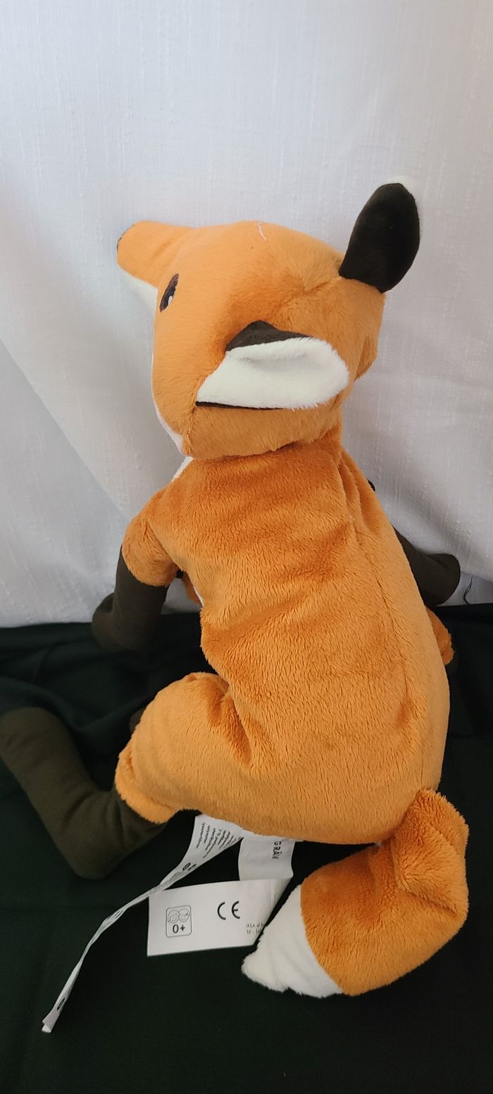 Renard IKEA  doudou peluche avec bébé orange et noir - photo numéro 3