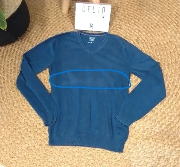 🧥 Pull fin bleu célio taille M - 100 %coton - photo numéro 6
