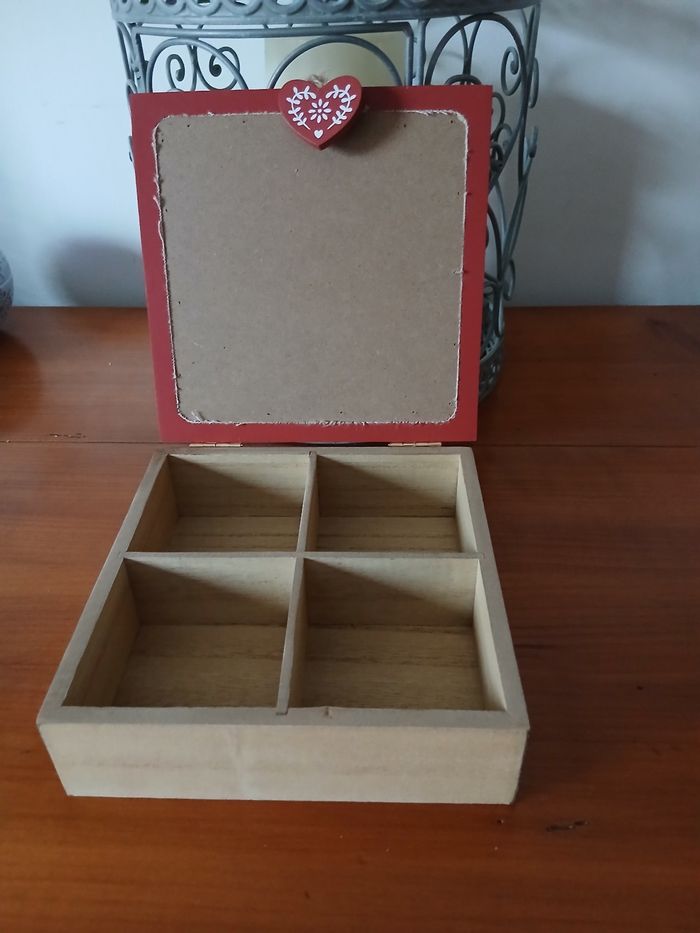 Neuf: Boîte à thé/ ou autre en bois & tissu brodé *gamme montagne - photo numéro 8