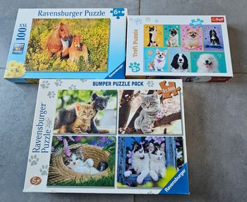 Lot 6 puzzles chiens chats chevaux 100 pièces
