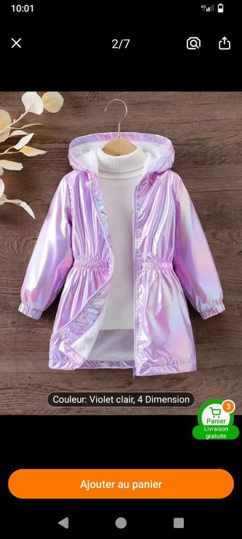 Vaste coupe vent pour fille taille 7 -8 ans  neuf