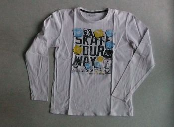 Maillot manches longues blanc avec imprimé Skate