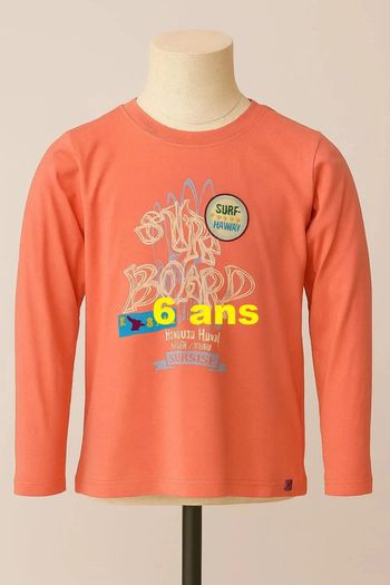 Tee shirt manche longue corail motif multicolore Clayeux Taille 6 ans