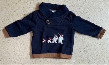 Pull bleu marine avec ours, Obaïbi, 23 mois