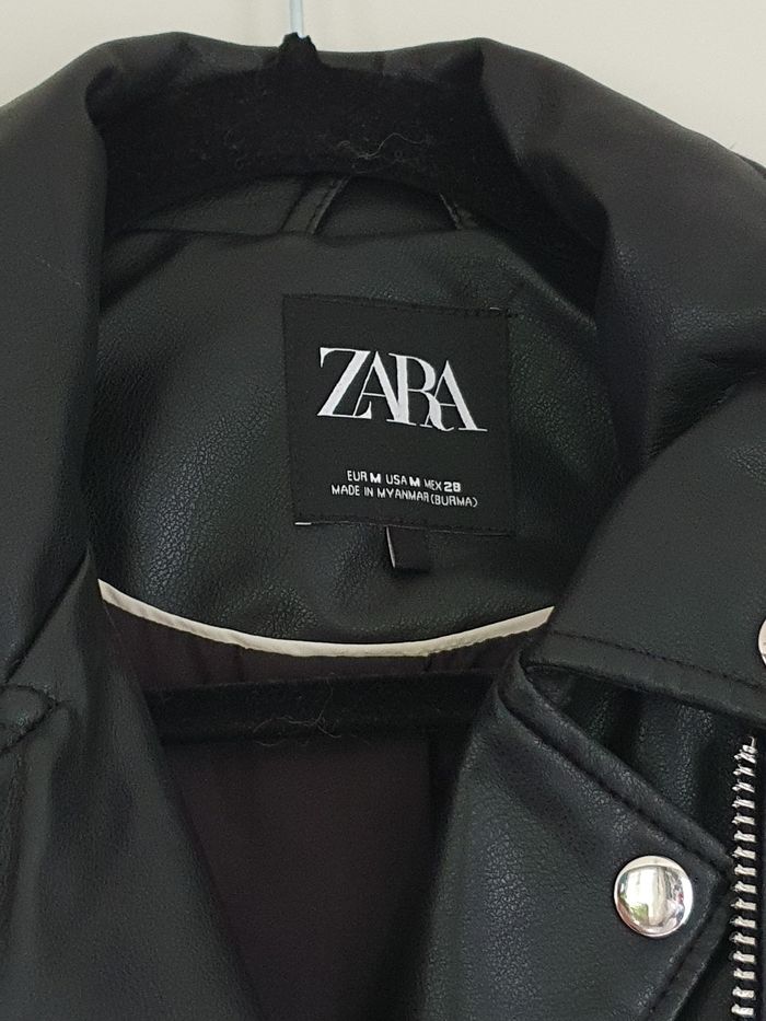 Veste perfecto femme simili cuir noire Zara M - photo numéro 4