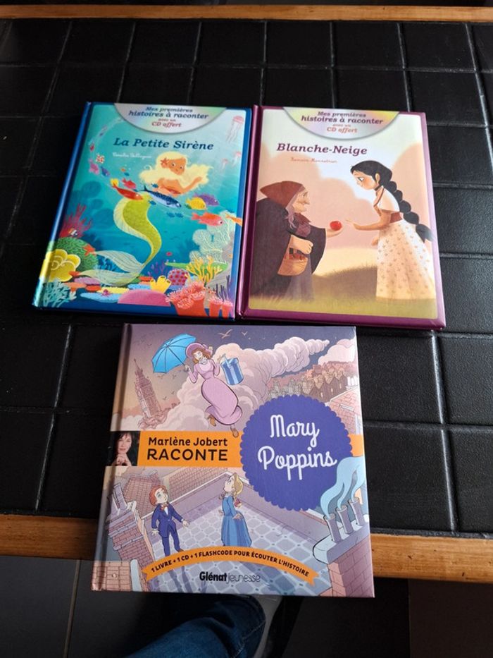 Livres avec cd blanche neige la petite sirene mary poppins