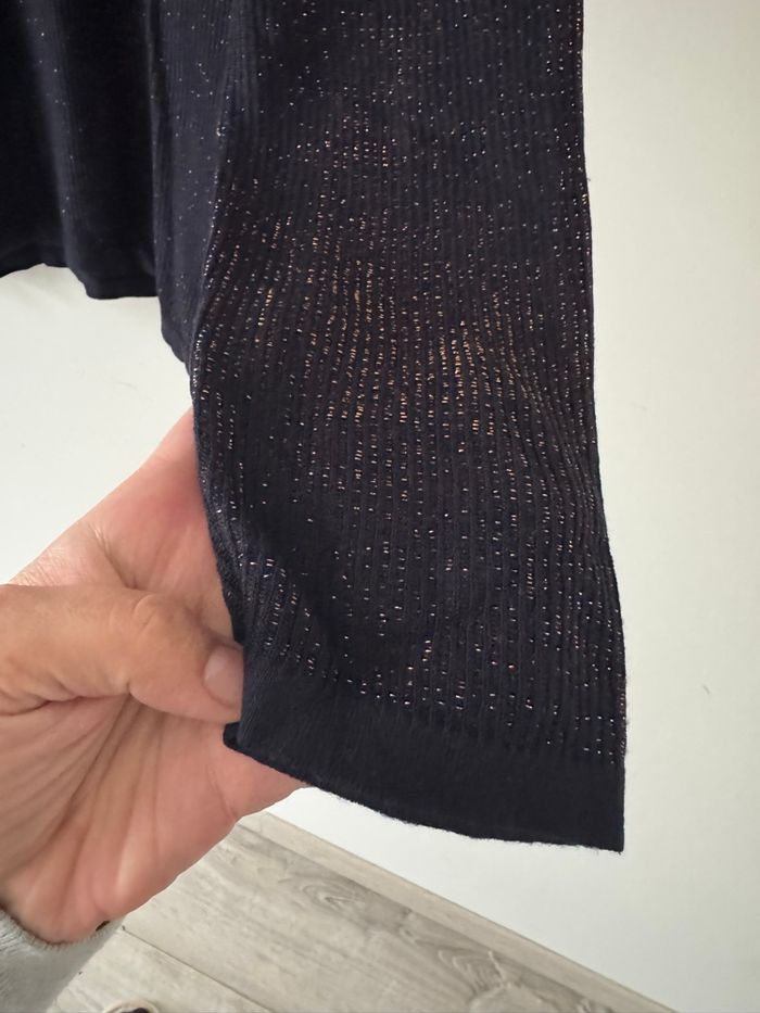 👚 pull à col roulé - paillette bleu foncé - femme - taille unique très bon état - photo numéro 4