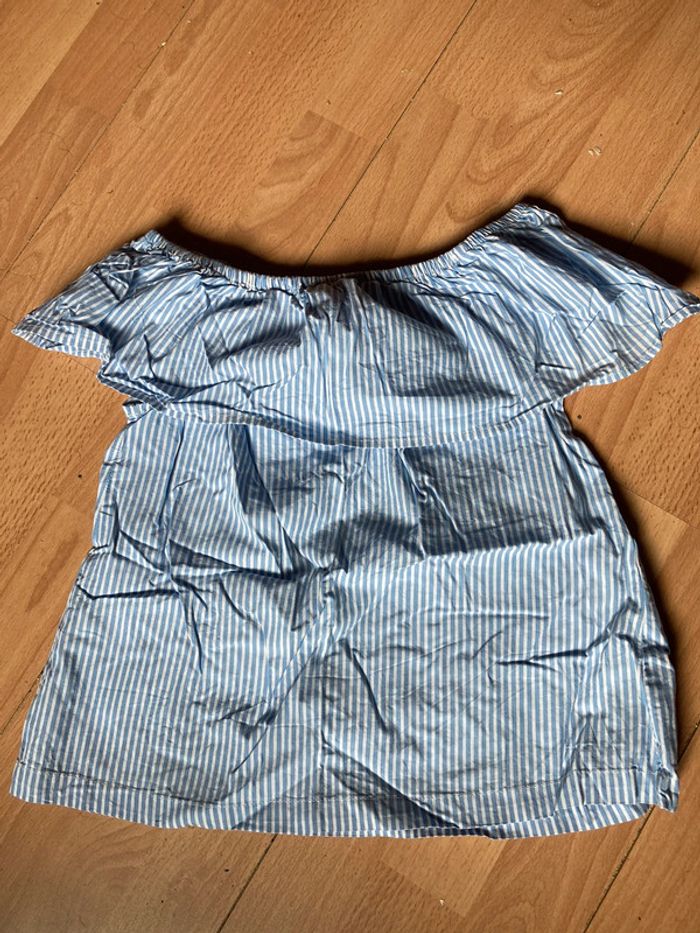 Blouse bleue et blanche divided H&M taille 32 ou XXS