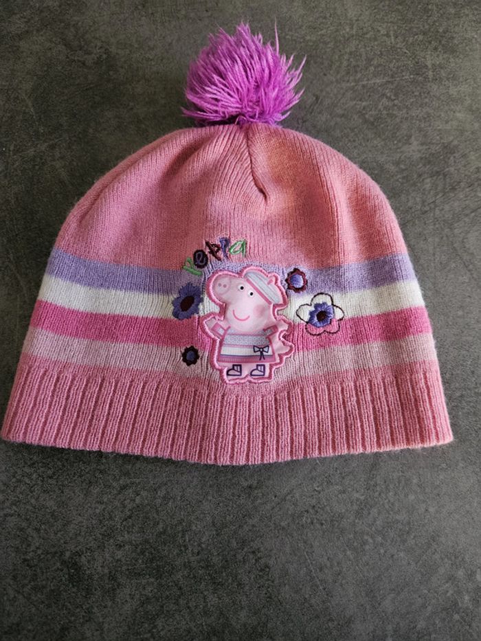 Bonnet hiver enfant fille - Taille unique - Peppa Pig - Rose lila