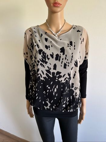 Blouse noire et beige à manches longues Rinascimento taille S TBE
