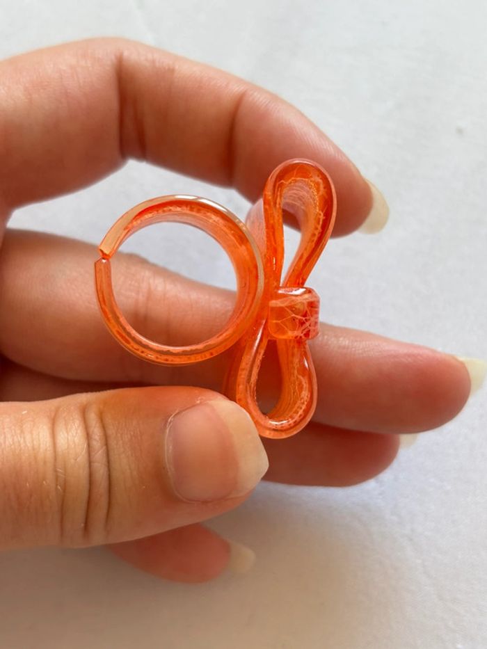 bague forme noeuds papillon orange rainures plastique ajustable - photo numéro 4