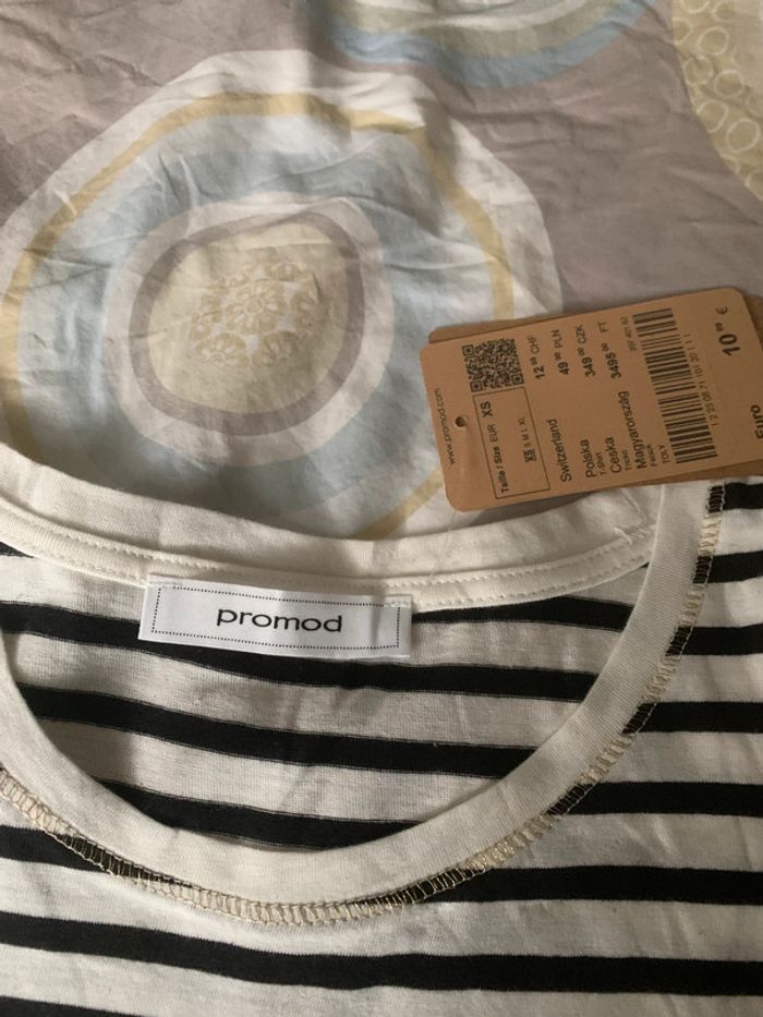tee shirt marinière manches longues " Promod" taille XS - photo numéro 4