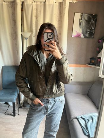 Blouson Afghan vintage y2k 2000yer y2k fur hooded winter bomber jacket 2000er Afghan manteau