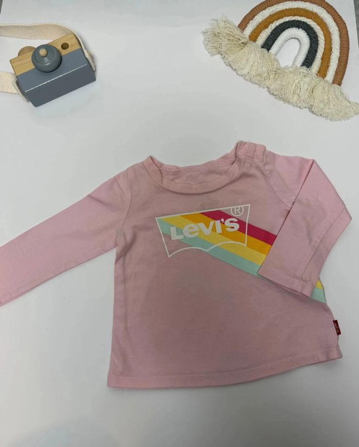 T-shirt Levi's rose fille 6 mois longues manches