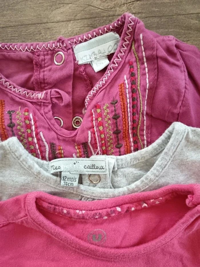 🌞 lot de 3 t-shirts fille 12 mois bon état - photo numéro 7
